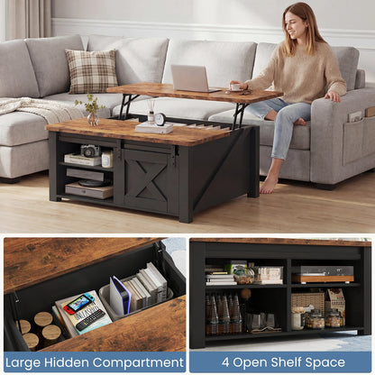 31.5IN Square Wood Lift Top Coffee Table