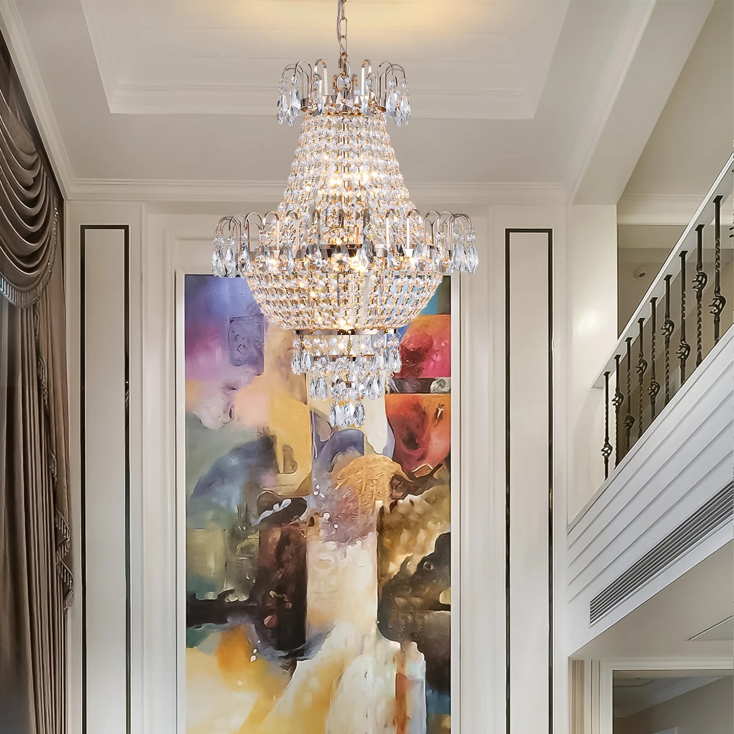 Elegant Gold and Crystal Chandelier