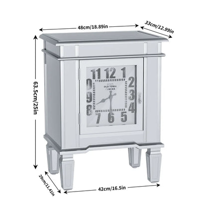 Modern Clock Mirrored End Table