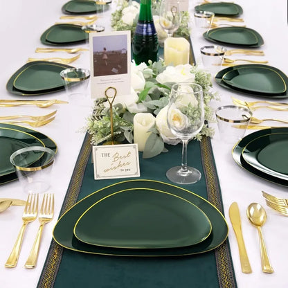 180-Pcs Green Disposable Dinnerware Set
