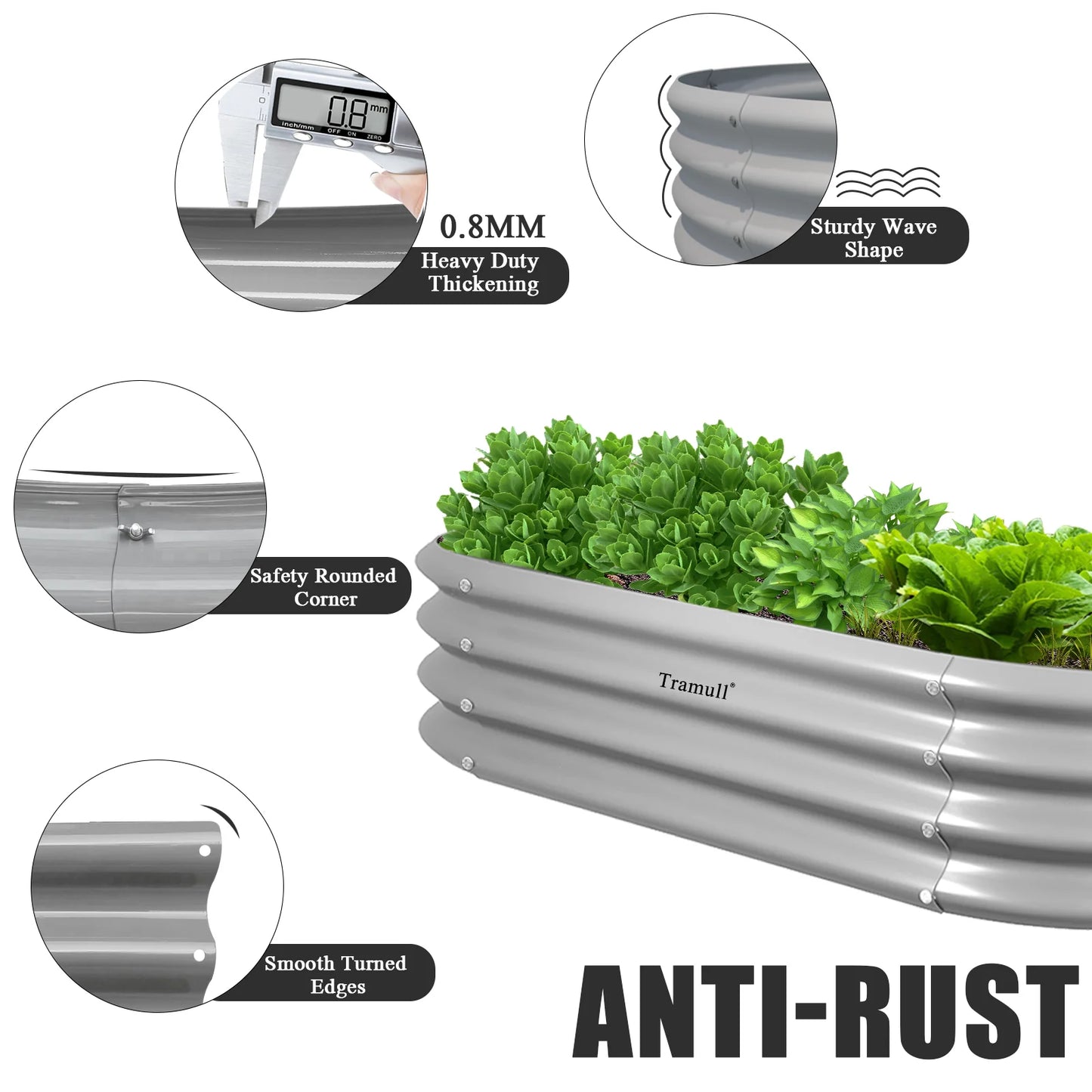 2 Pack 4x2x1FT Galvanized Raised Garden Bed Kit Oval Planter Box Outdoor Bottomless Planter Raised Beds for Vegetables Flowers