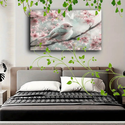 Lovely sophisticated fluffy bird and cherry blossom design
