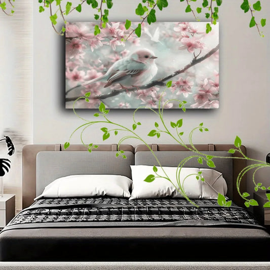 Lovely sophisticated fluffy bird and cherry blossom design