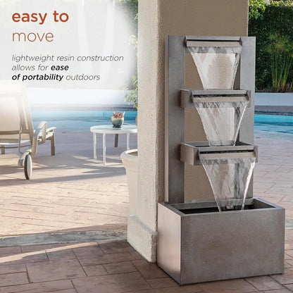 Outdoor Metal 3-Tier Waterfall Fountain