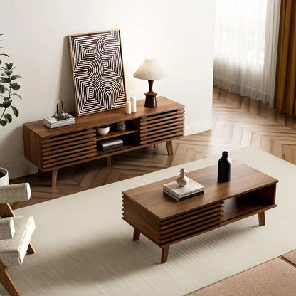 Mid Century Wood Coffee Table and TV Stand