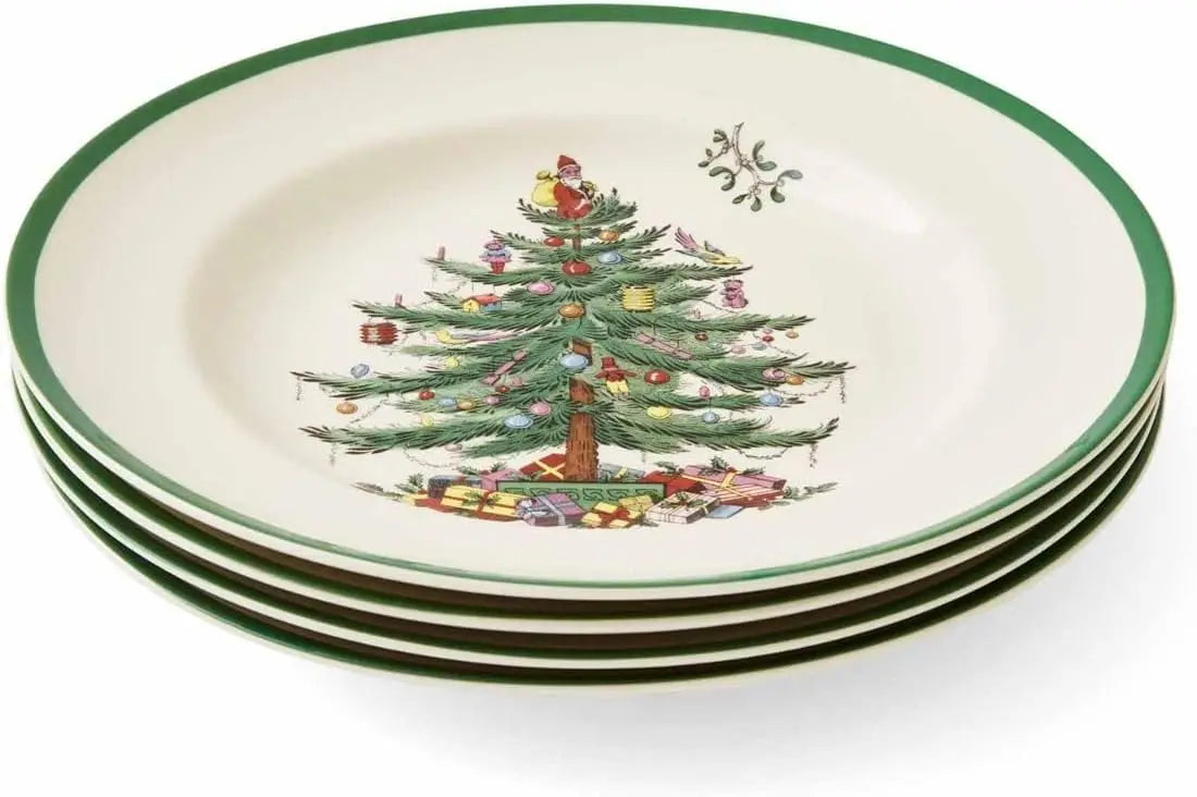 Set of 4-Christmas Tree Dinner Plates