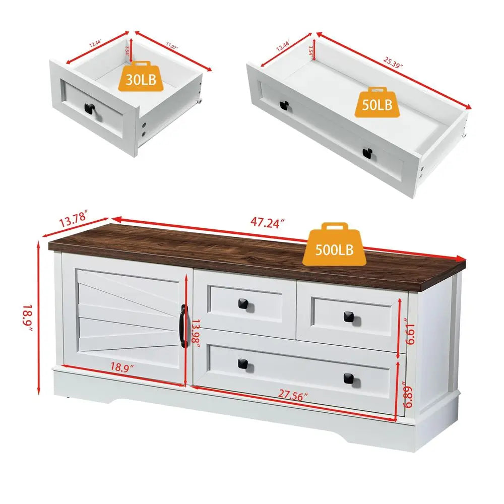 48in Farmhouse Storage Bench