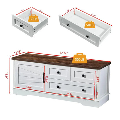 48in Farmhouse Storage Bench