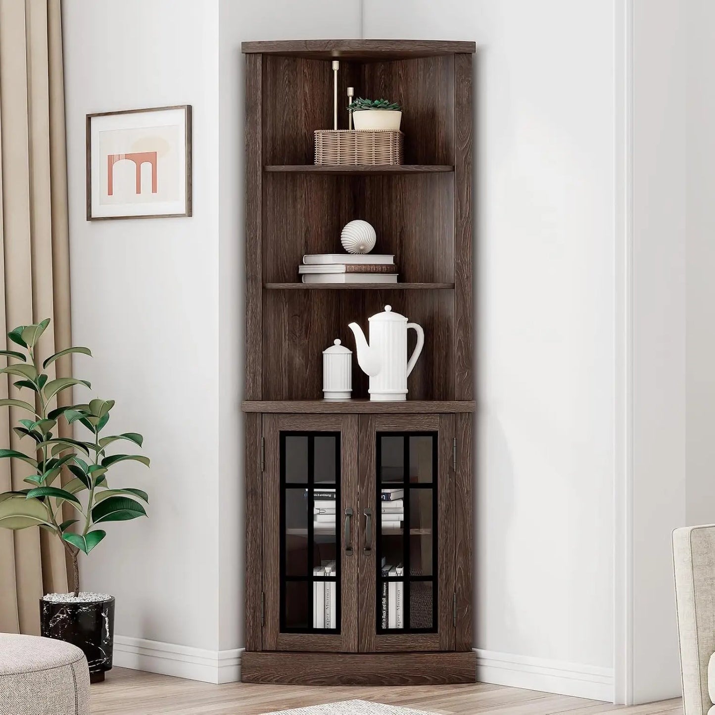 65" Tall Curved Corner Display Cabinet
