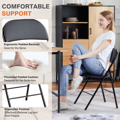 4 Pack-Sturdy Metal Leather Padded Folding Chair