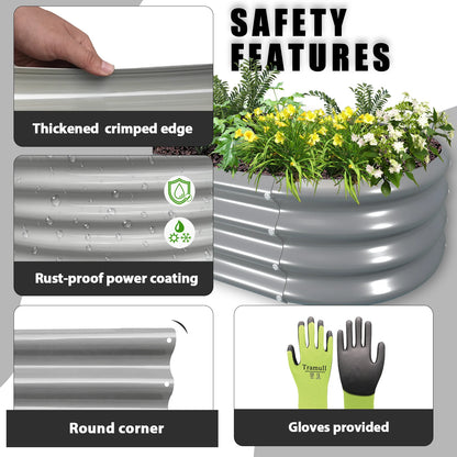 2 Pack 4x2x1FT Galvanized Raised Garden Bed Kit Oval Planter Box Outdoor Bottomless Planter Raised Beds for Vegetables Flowers