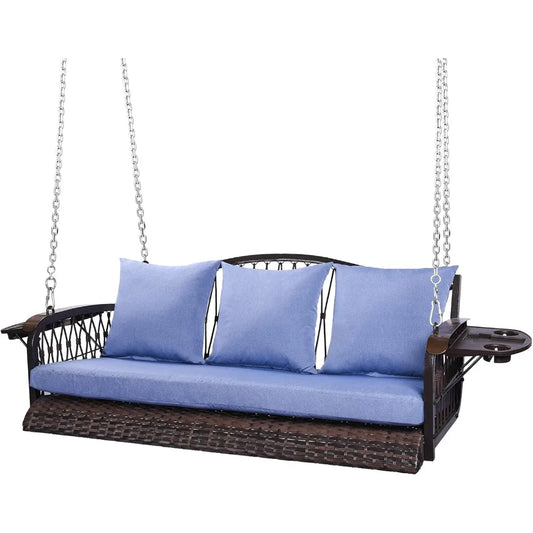 Heavy Duty 3-Seat Wicker Porch Swing