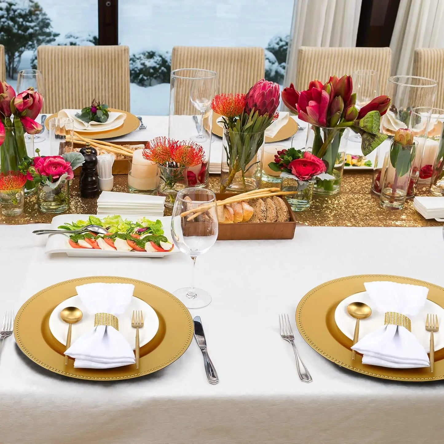 100 Pcs Charger Plates/Napkin Rings Included