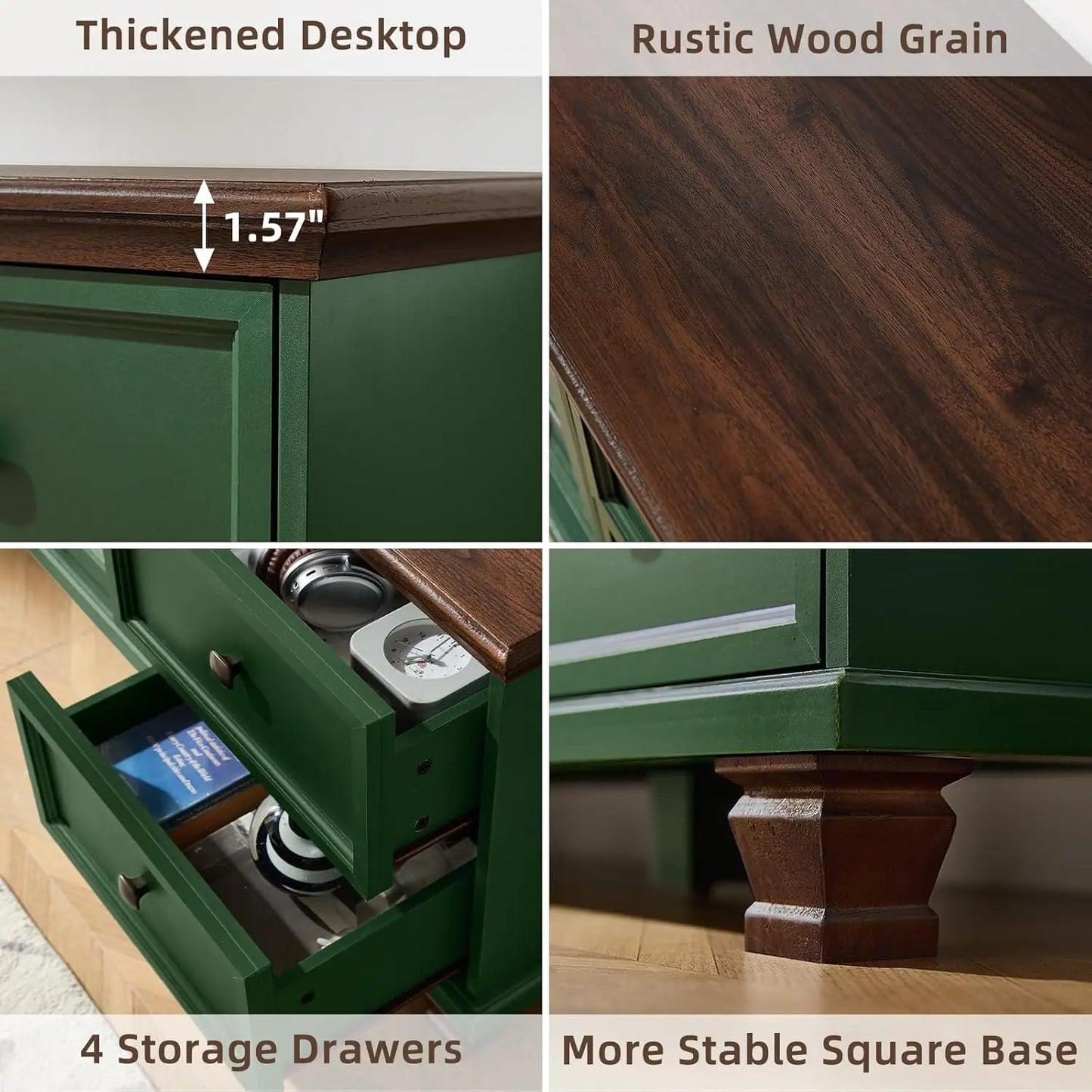 Modern Green TV Stand for with 4 Drawers