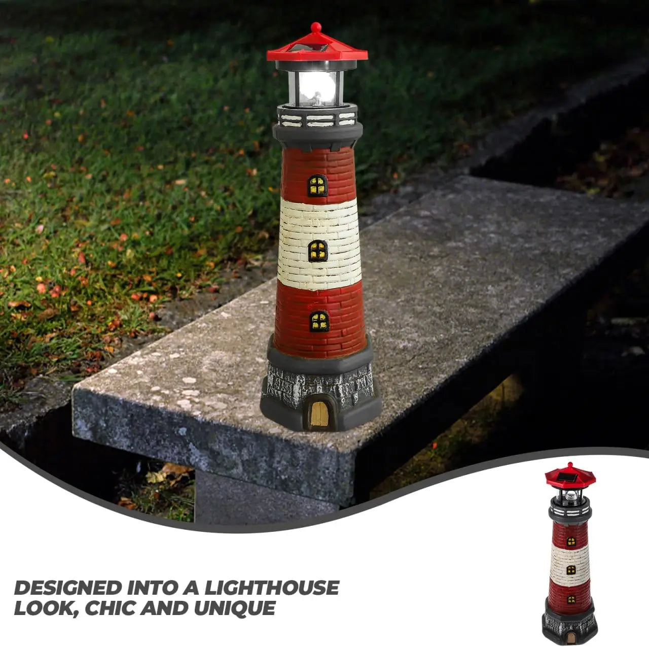 Outdoor Solar Rotating Lighthouse