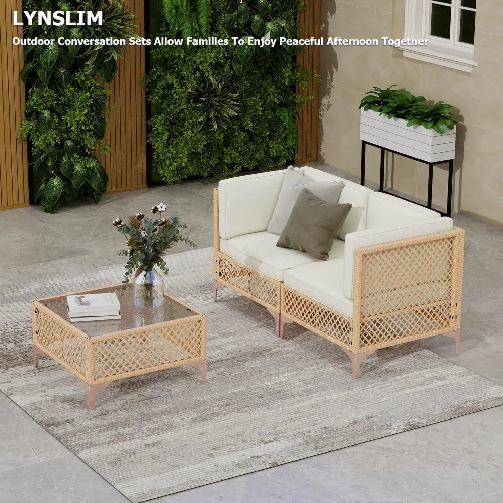3 pcs-Outdoor Wicker Patio Set