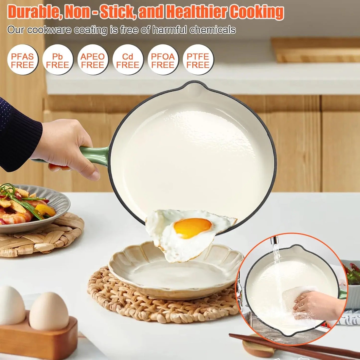 7 Pcs Nonstick Enameled Cast Iron Cookware Set