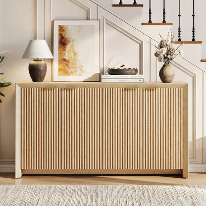 Modern Fluted Sideboard with 4 Doors and 5 Adjustable Shelves
