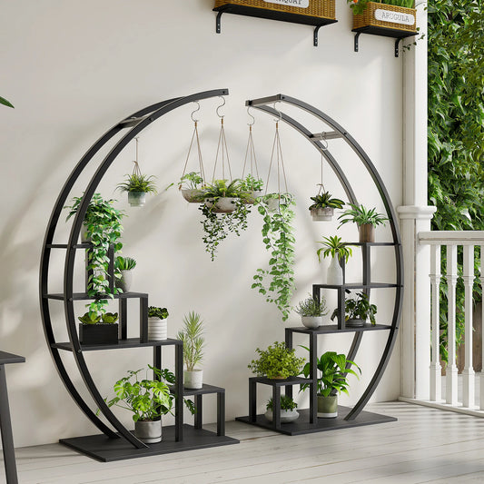 5 Tier Half Moon Flower Plant Stand-2 Pack