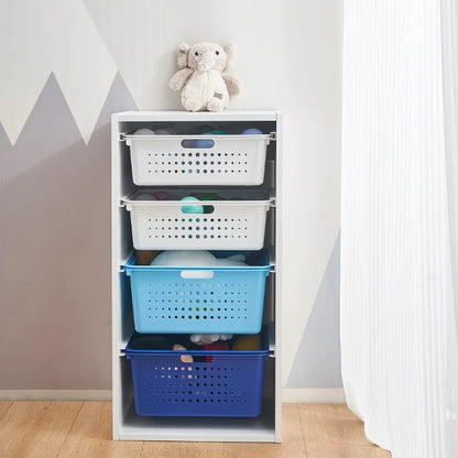 Kids Toy Organizer with 4 Storage Bins, Blue