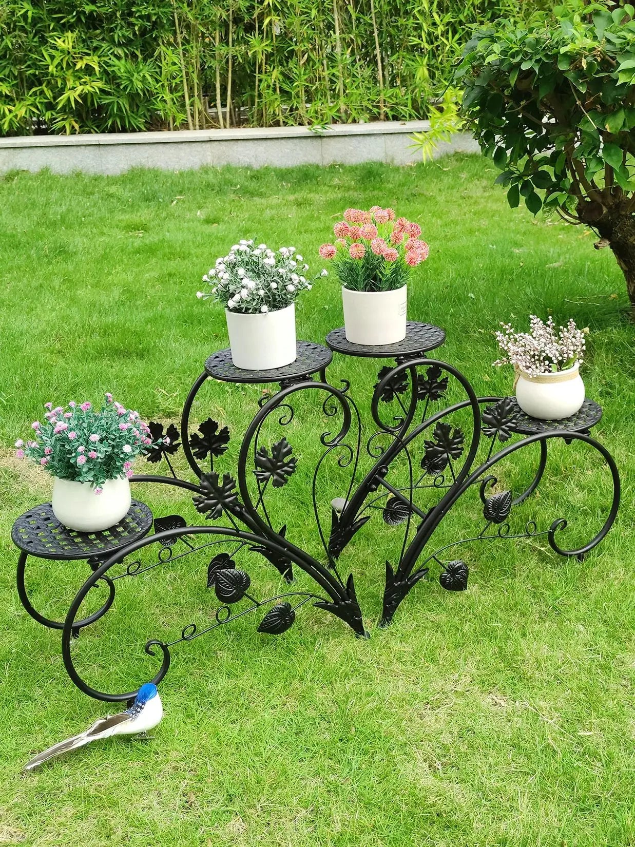 Rustproof 4 Potted Flower Display Stand