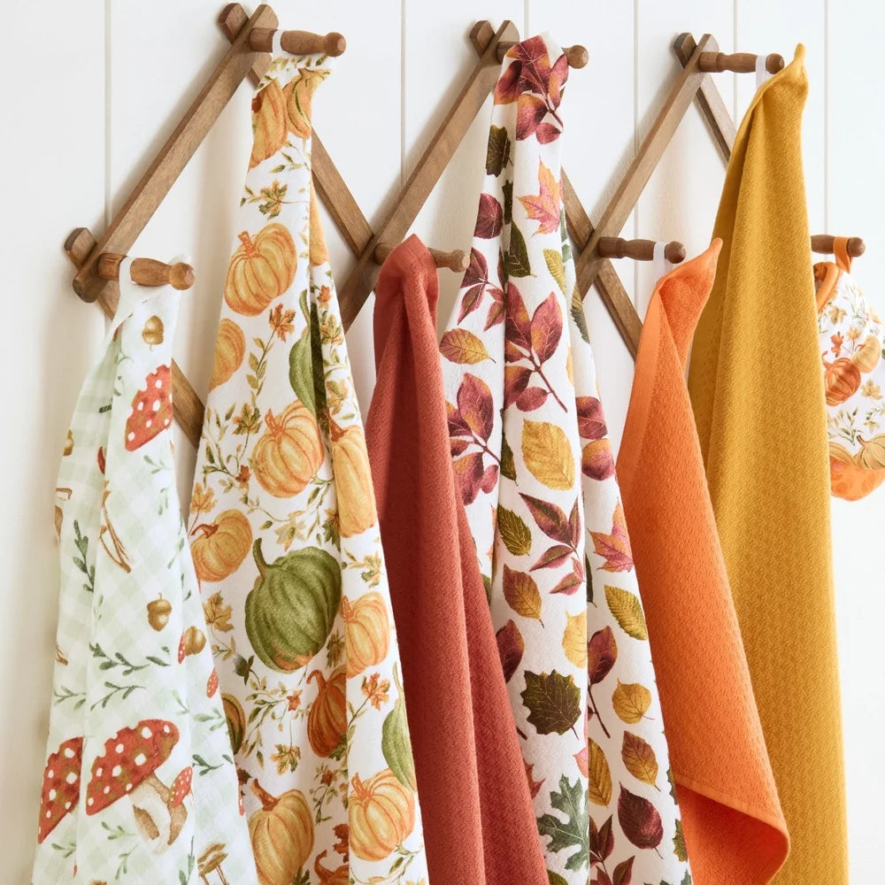 Autumn Harvest Kitchen Towel Set 3-Pack 100% Cotton for Fall and Thanksgiving