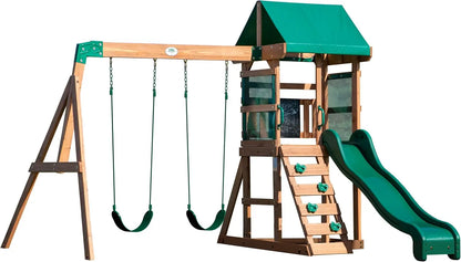 Buckley Hill Cedar Wood Swing Set with Wave Slide