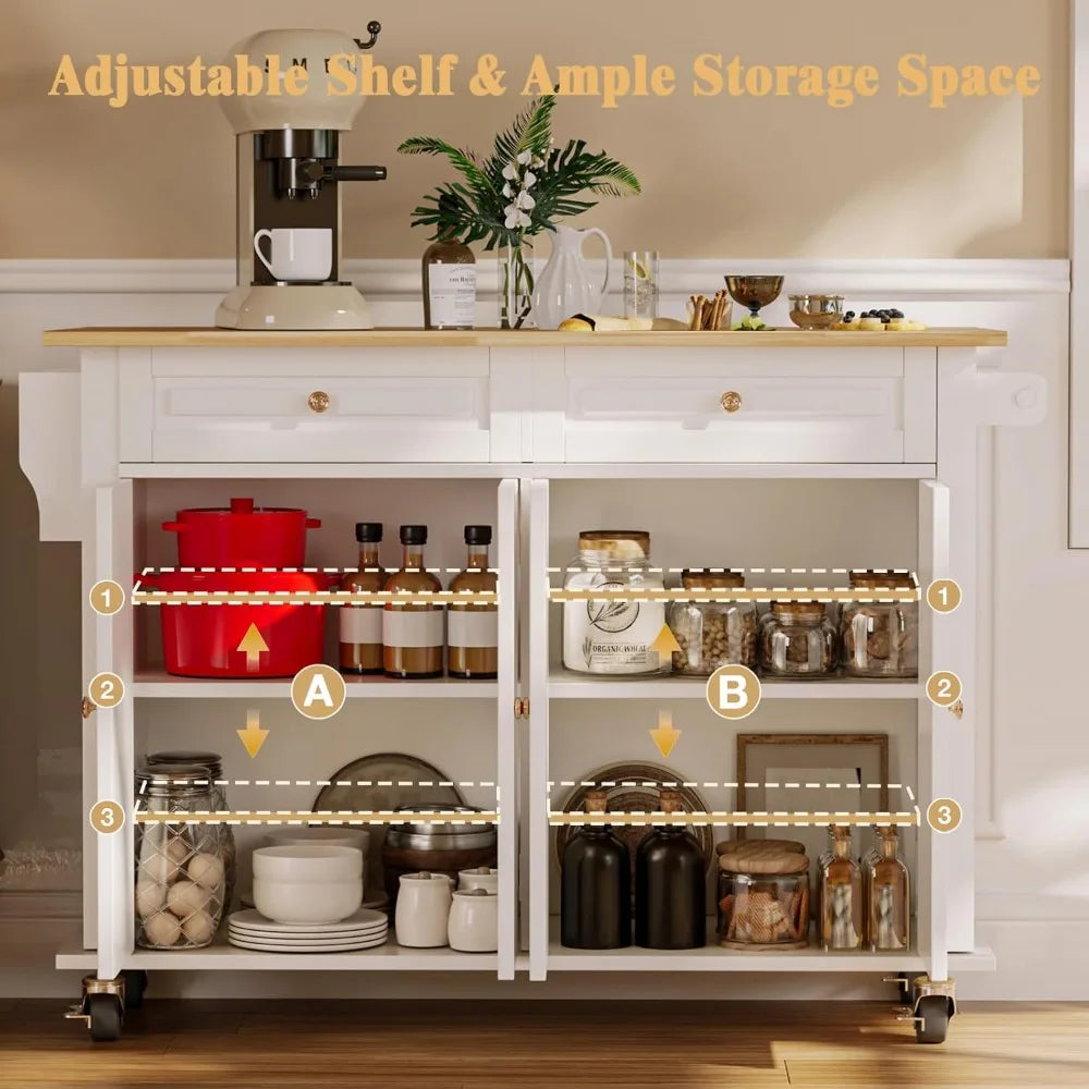 Rolling Kitchen Island with Drop Leaf