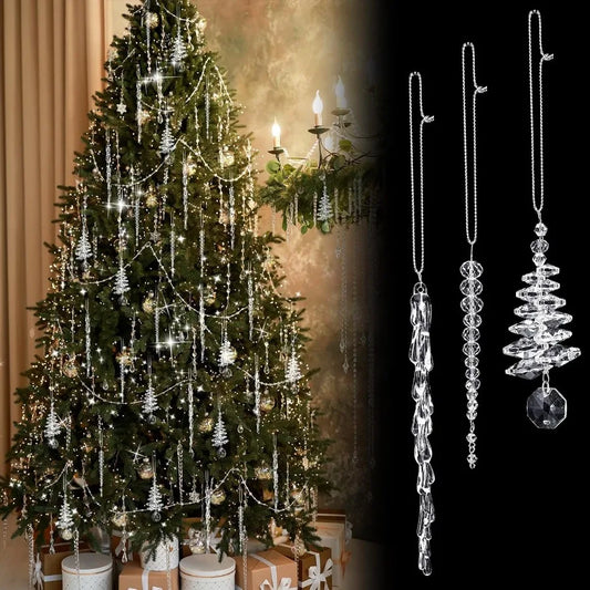 24 Pcs Crystal Icicle Christmas Tree Ornaments