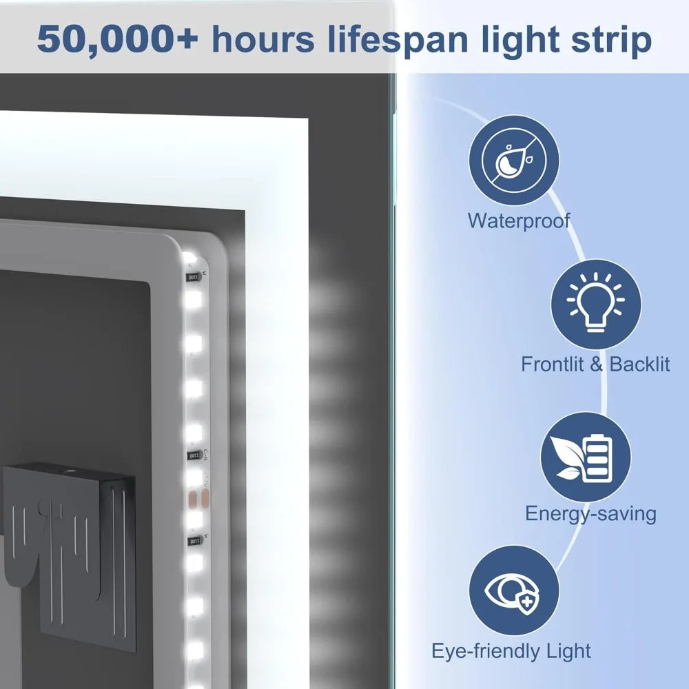 40"x28" Led-Bathroom-Mirror w/Bluetooth