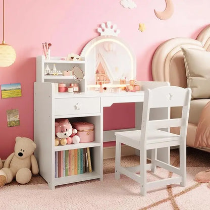 2 in 1 Princess Makeup Vanity Desk & Chair Set