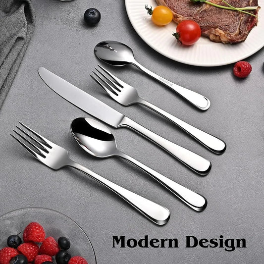 20 Piece Ergonomic Stainless-Steel Flatware Set