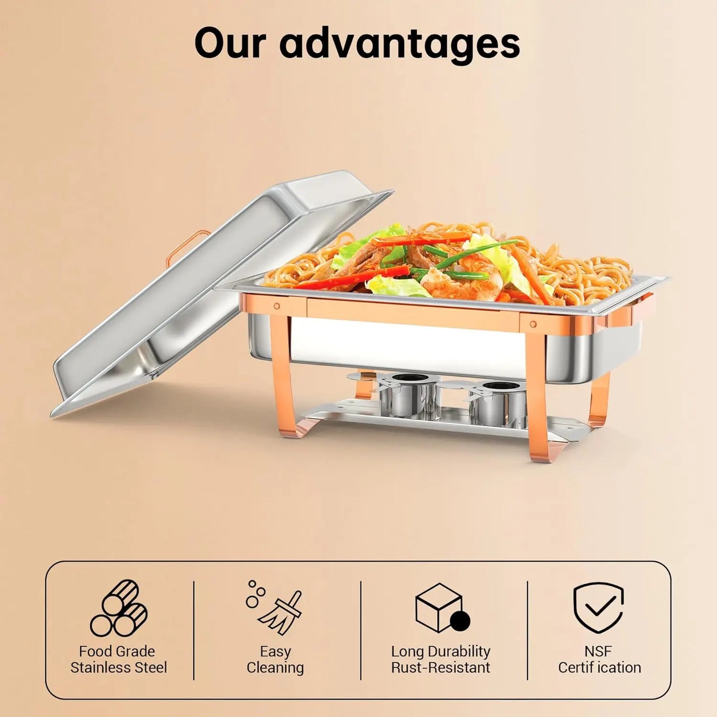 6 Pack-Chafing Dishes for Buffet Stainless Steel Chafers and Buffet Warmers Sets