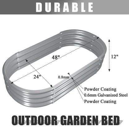 2 Pack 4x2x1FT Galvanized Raised Garden Bed Kit Oval Planter Box Outdoor Bottomless Planter Raised Beds for Vegetables Flowers