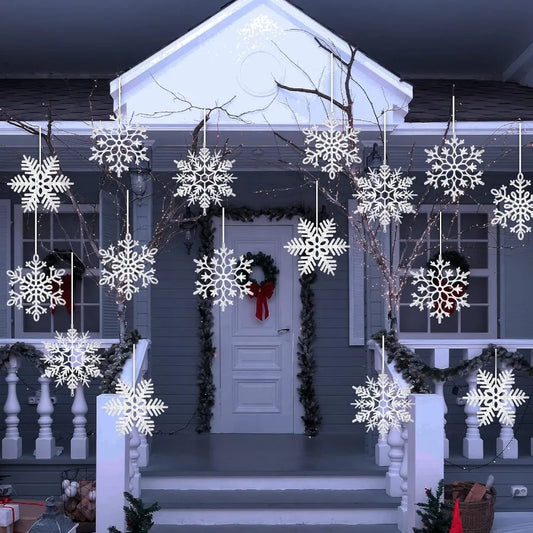 12'' Sparkling White Snowflakes Ornaments-16PCS