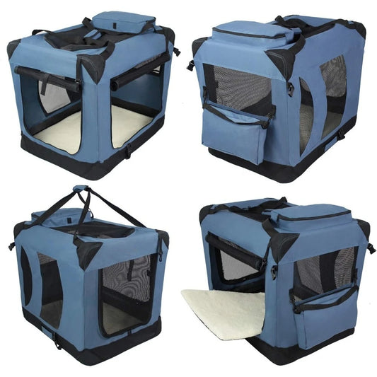 3-Door Soft Dog Crate with Carrying Bag