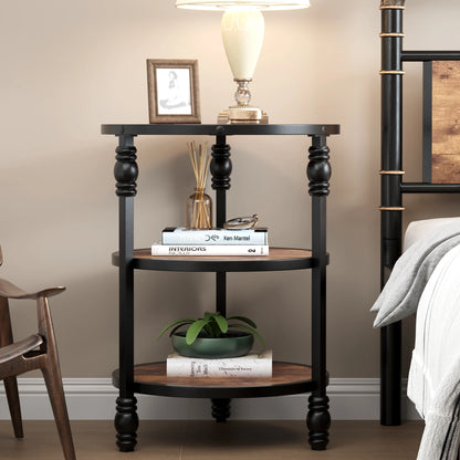 3-Tier End Table with Storage Shelves