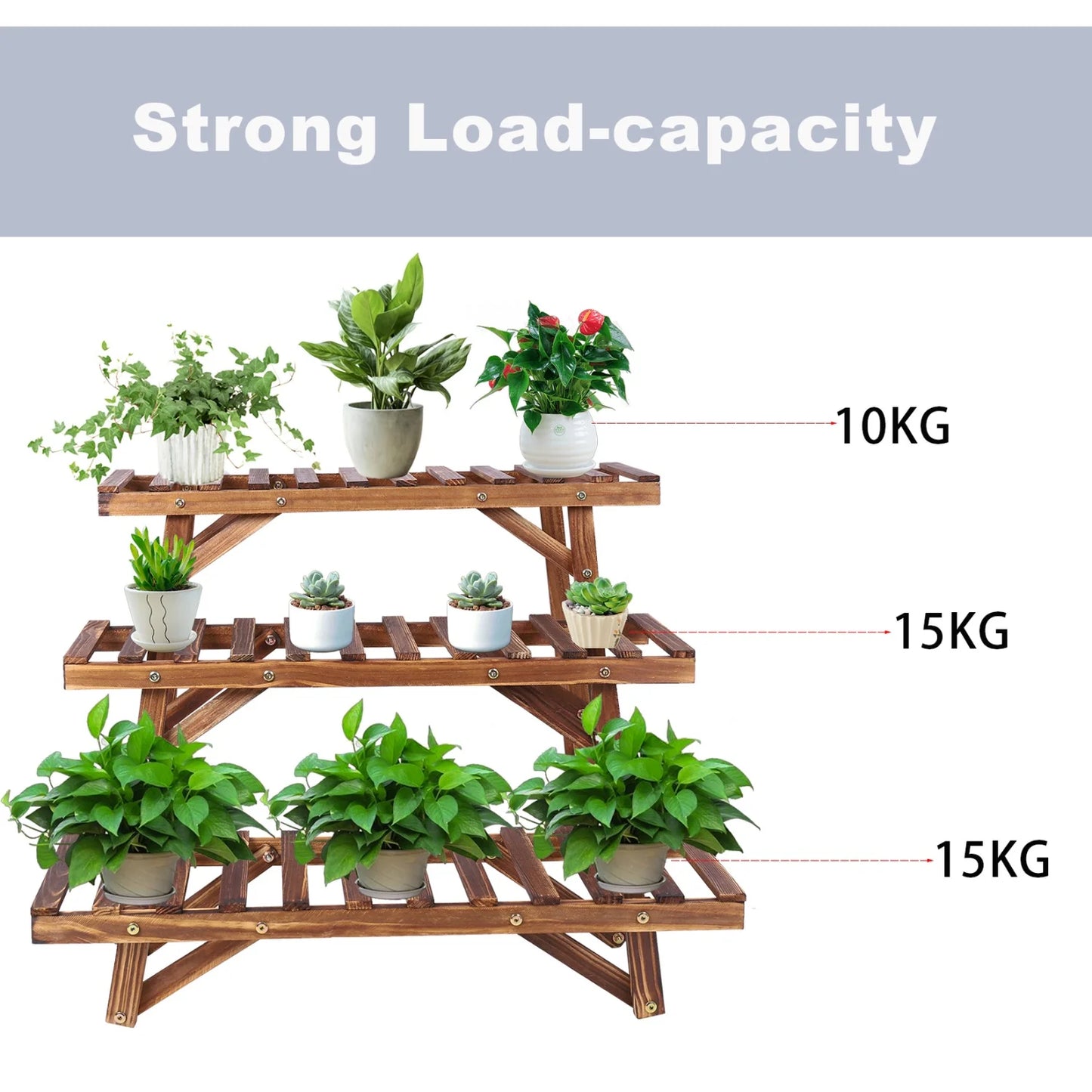 Wooden 3-Tier Ladder Plant Stand