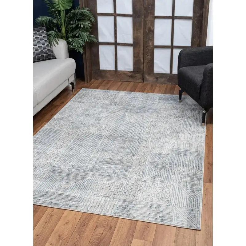 Plush Blue stripped Area Rug