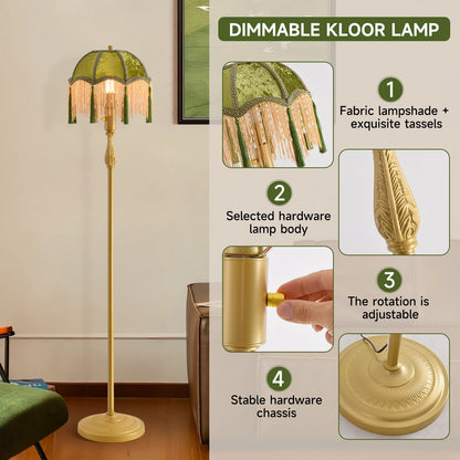 Retro Tassel Floor lamp with Dimmable Light
