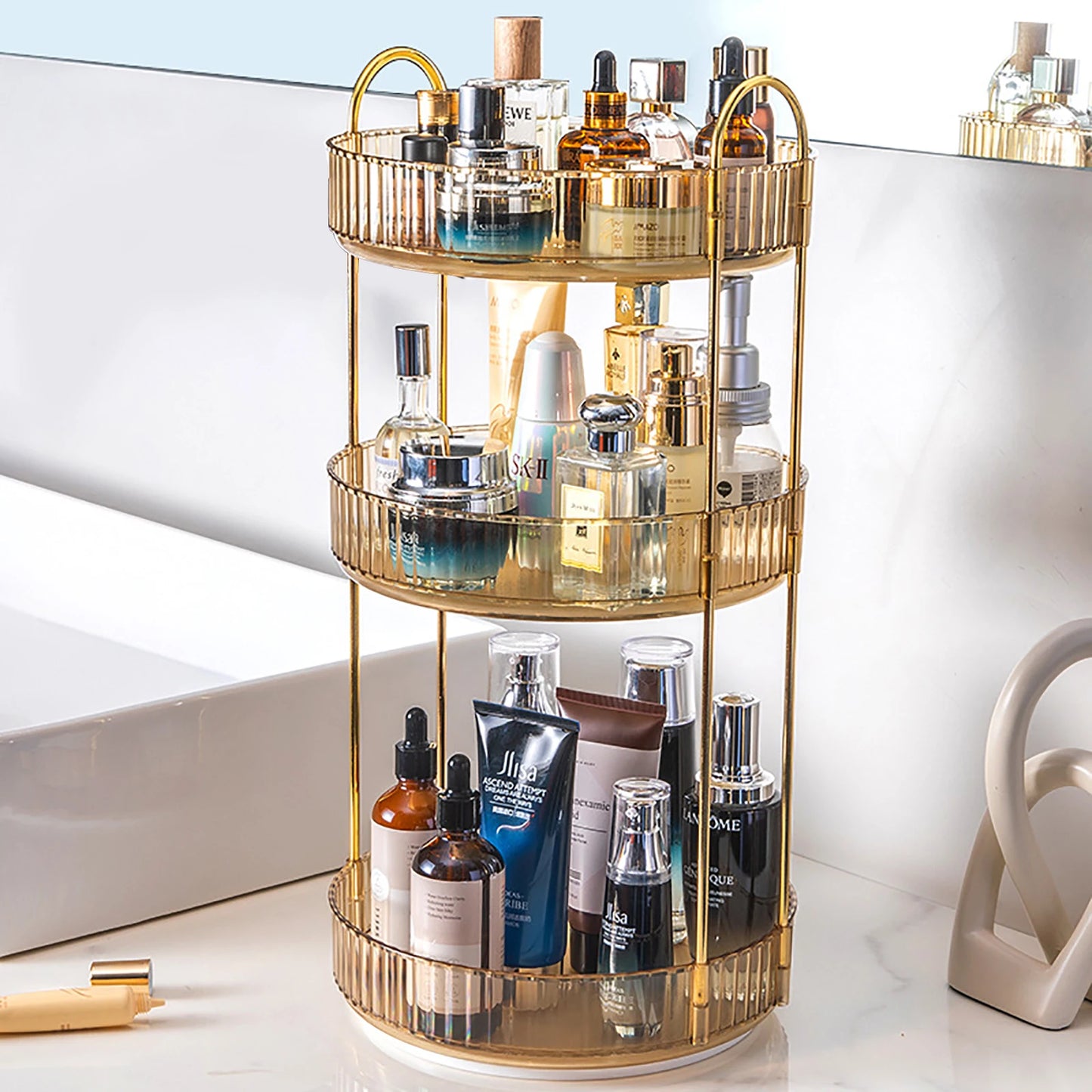 3 Tier Rotating Makeup Organizer for Vanity