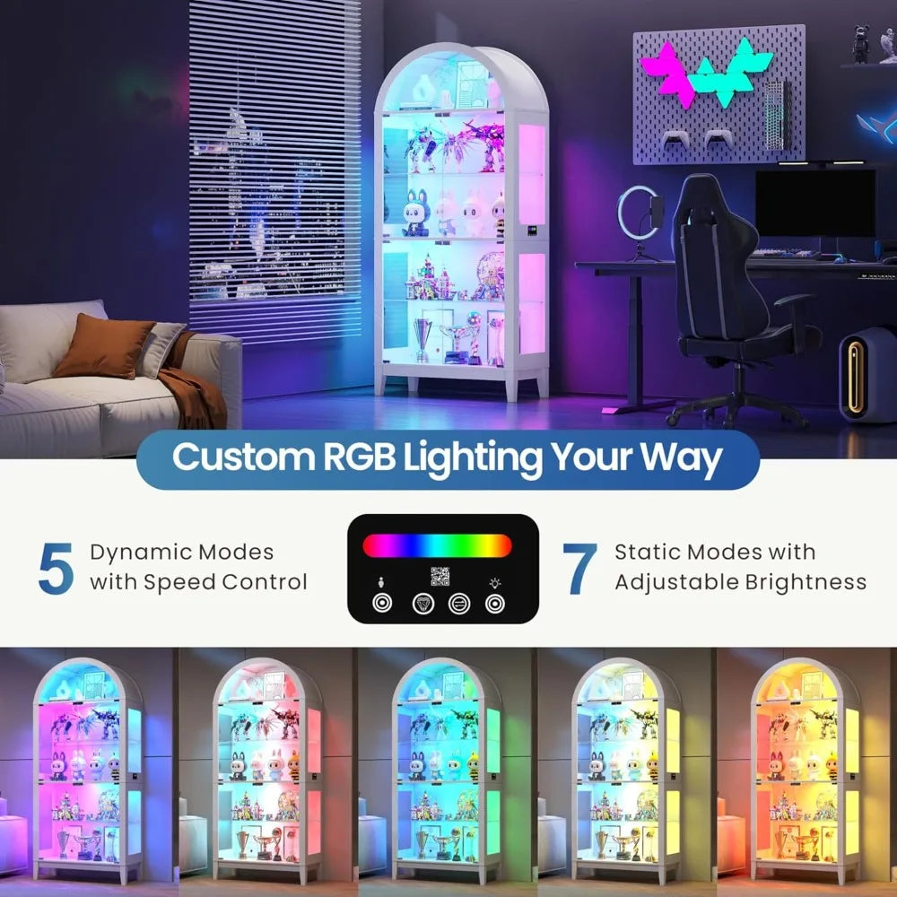 69" Glass Display Cabinet with RGB LED Lights