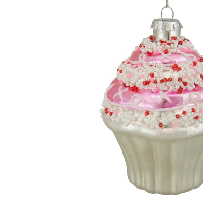 Glass Cup Cake Ornament Ready to Hang