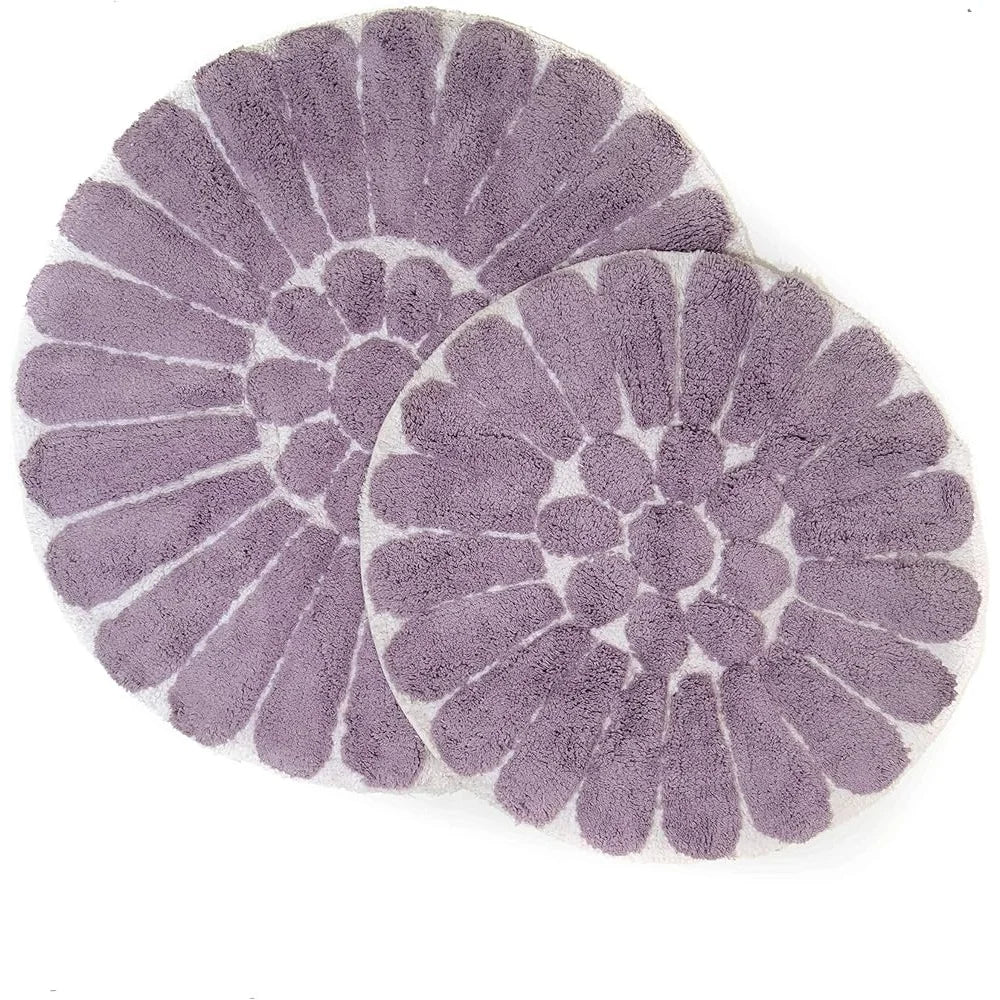 2 Pieces Soft Cotton Bath Rug Set