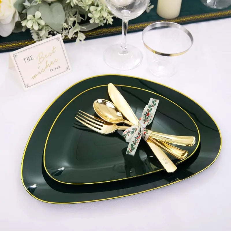 180-Pcs Green Disposable Dinnerware Set
