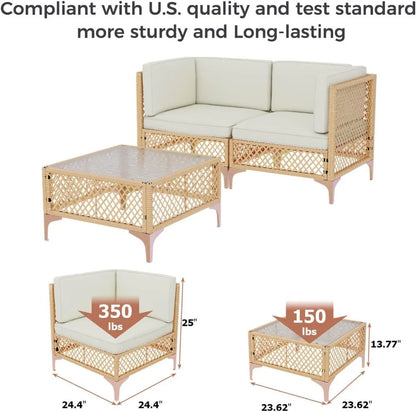 3 pcs-Outdoor Wicker Patio Set