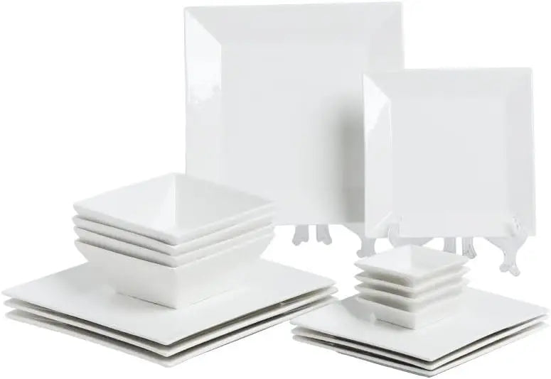 16-Piece Timeless Classic Square Dinnerware Set for 4