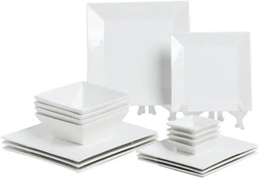 16-Piece Timeless Classic Square Dinnerware Set for 4