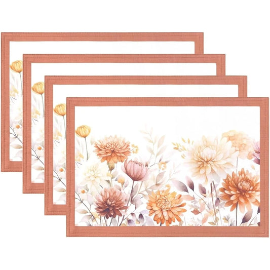 Autumn Floral Placemats13x19 Inches Heavyweight Polyester Machine Washable Set of 4