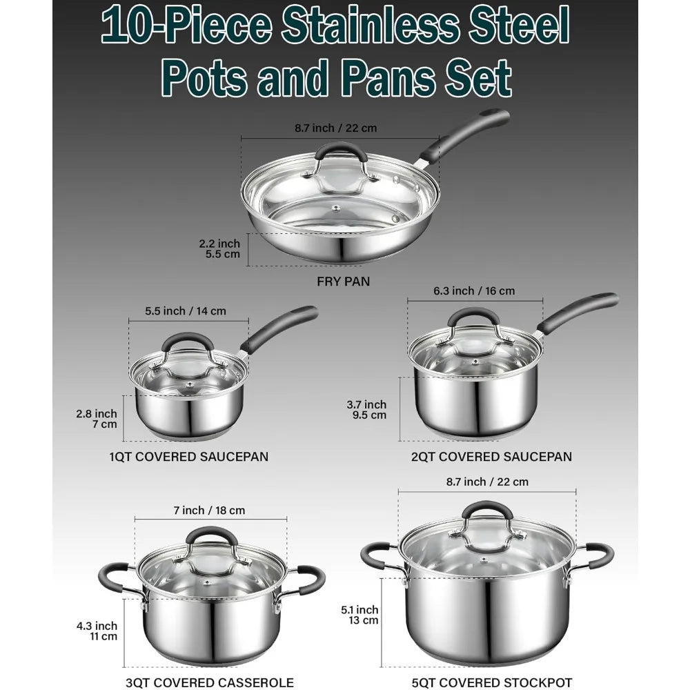 10-Piece Stainless Steel Cookware Sets